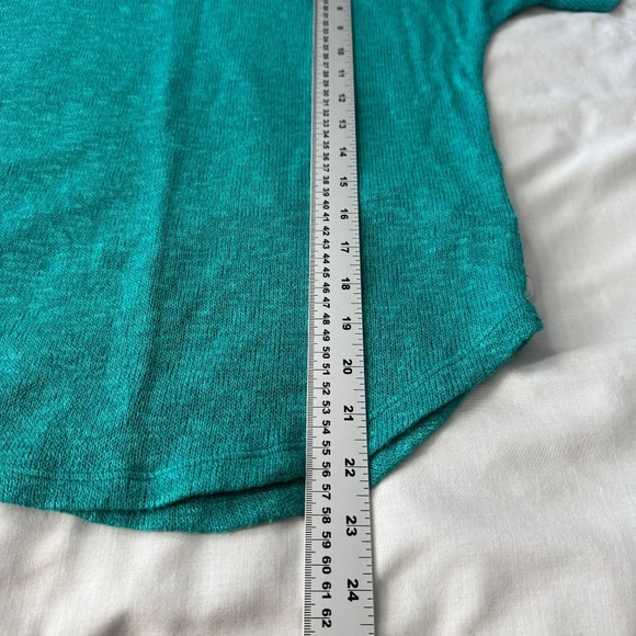 Aeropostale Women's Semi-Sheer Short Sleeve Knit‎ Lightweight Sweater Tee Teal S - Picture 9 of 11
